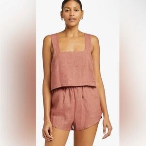 VITAMIN A Tallows 100% Linen Crop Top • Size S • Pink/Blush • NWoT